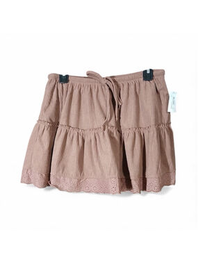 Women's Size S No Boundaries tiered mini skirt, eyelet hem, mauve – NWT (JC121)
